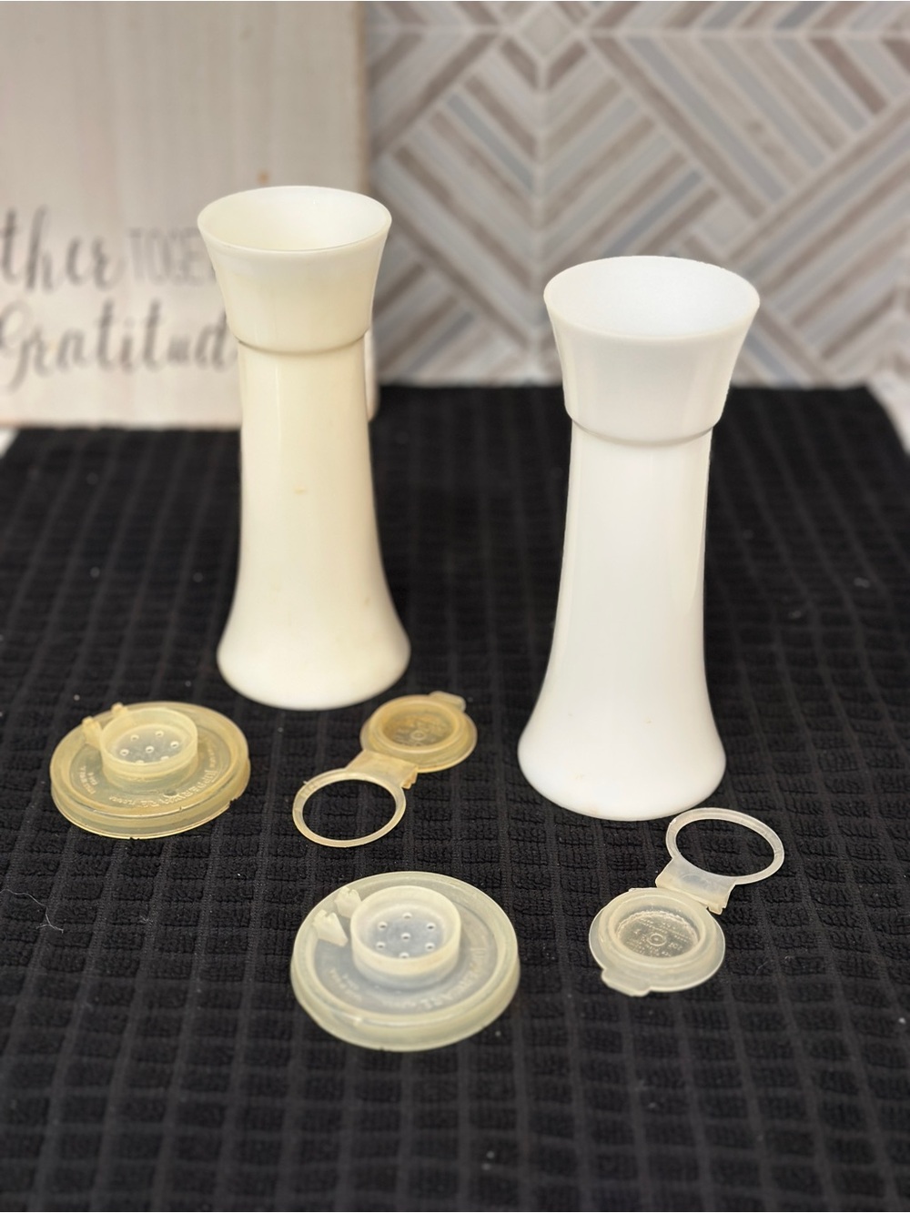 Vintage Tupperware Salt and Pepper Shakers 718 Set with Lids